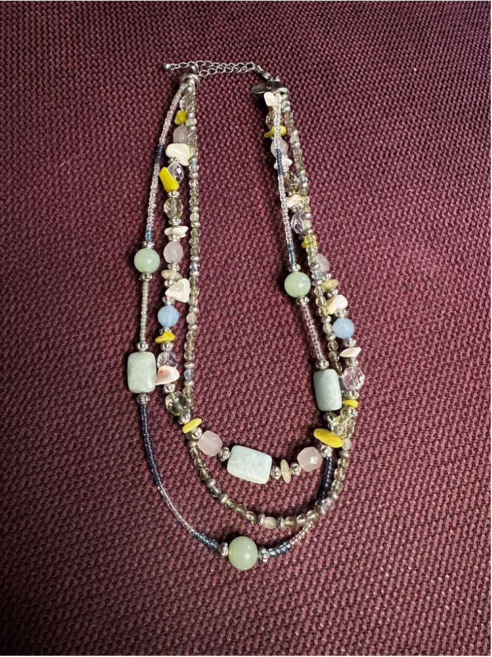 Lia Sophia Green and Yellow Multi-Strand Beaded Necklace